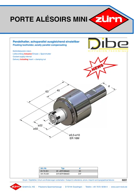 Couverture du catalogue Porte-alésoirs mini