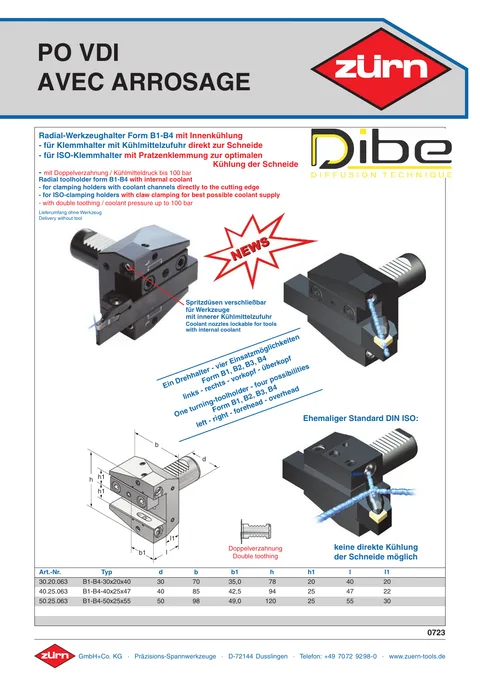 Couverture du catalogue Porte-outils VDI avec arrosage
