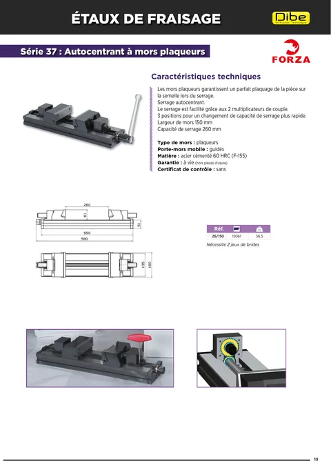 Couverture du catalogue Étaux à mors plaqueurs autocentrants Forza