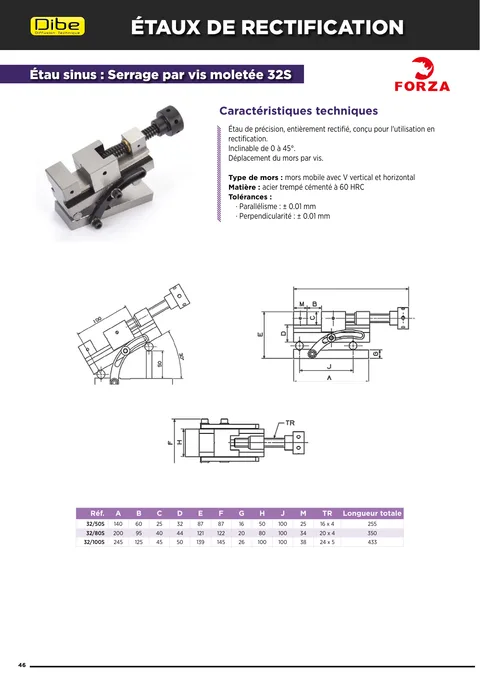 Couverture du catalogue Étaux de rectification sinus