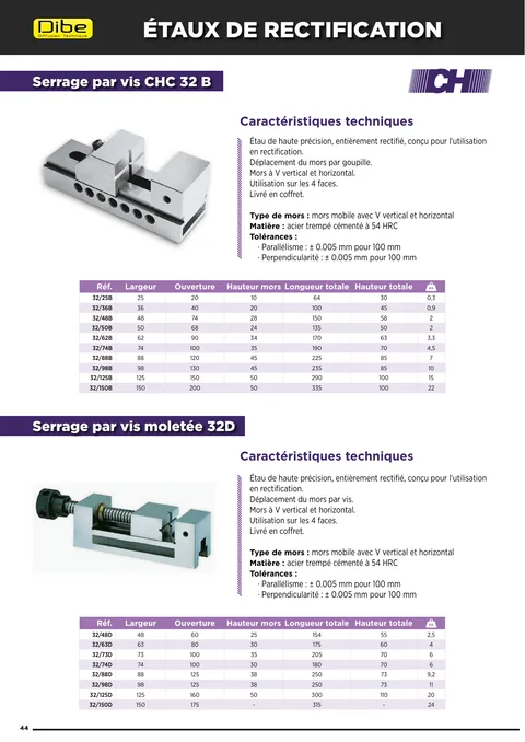 Couverture du catalogue Étaux de rectification standards